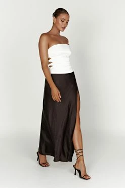 Brooklyn Two Tone Strapless Maxi Dress - Black -Meshki Shop 20221115 meshki ecomm reflections14749