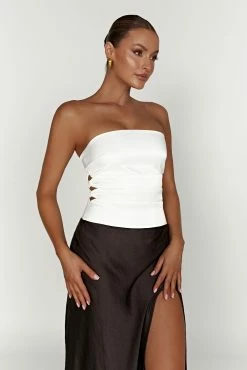 Brooklyn Two Tone Strapless Maxi Dress - Black -Meshki Shop 20221115 meshki ecomm reflections14763