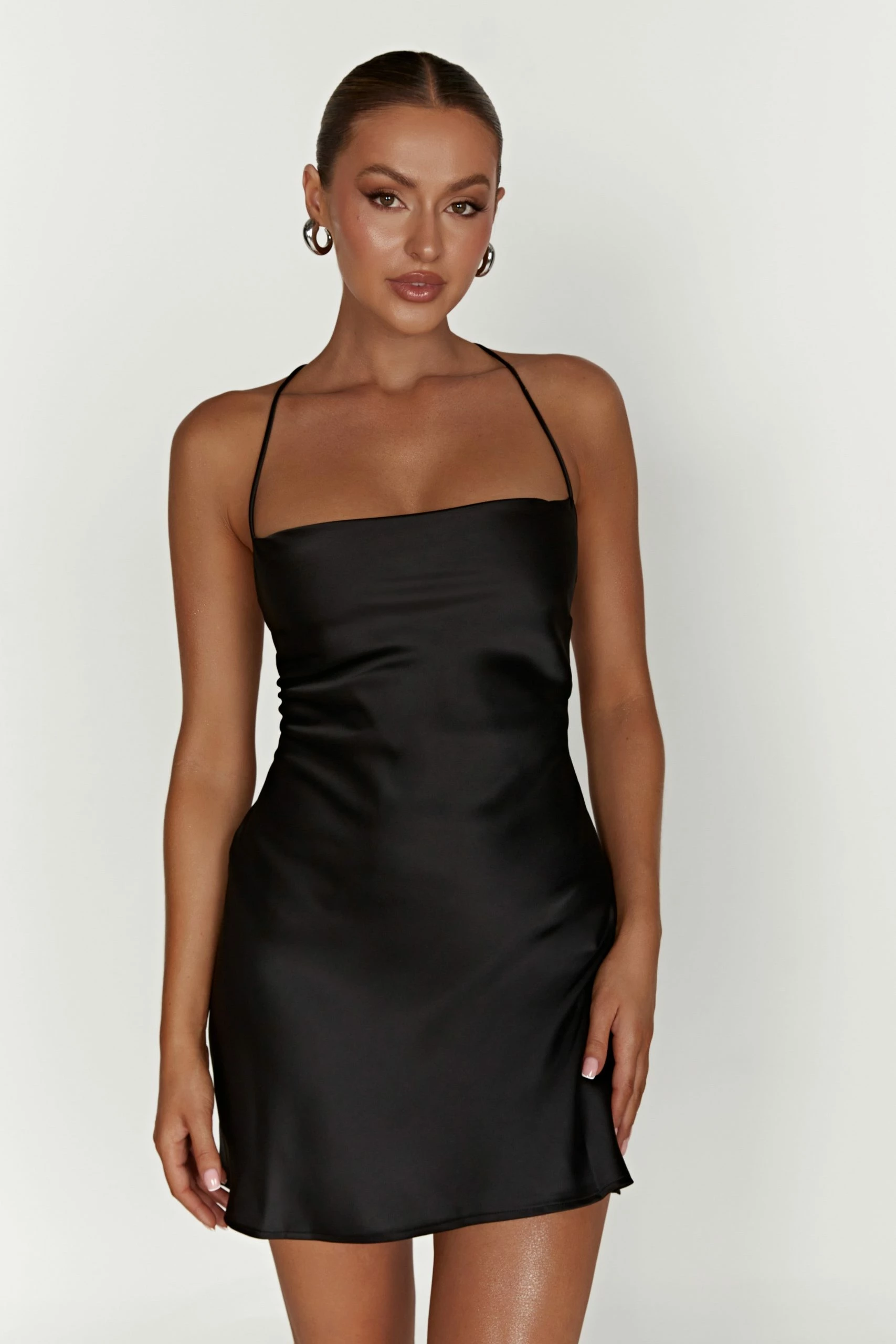 Sydney Mini Satin Dress - Black 5 Sydney Mini Satin Dress - Black - Image 3