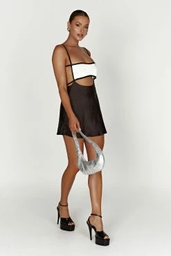 Veda Two Tone Mini Dress - Black -Meshki Shop 20221115 meshki ecomm reflections14839