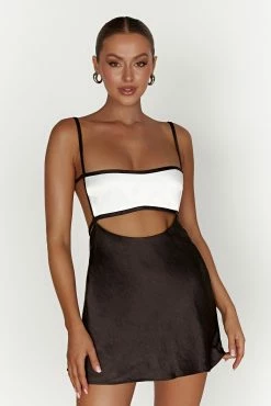 Veda Two Tone Mini Dress - Black -Meshki Shop 20221115 meshki ecomm reflections14840