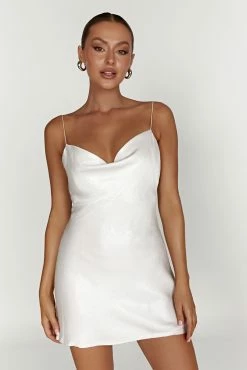 Rhea Cowl Mini Dress - Pearl -Meshki Shop 20221115 meshki ecomm reflections14892