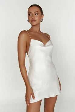 Rhea Cowl Mini Dress - Pearl -Meshki Shop 20221115 meshki ecomm reflections14899