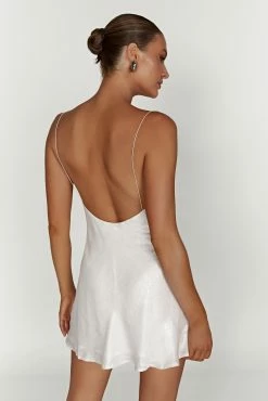 Rhea Cowl Mini Dress - Pearl -Meshki Shop 20221115 meshki ecomm reflections14902