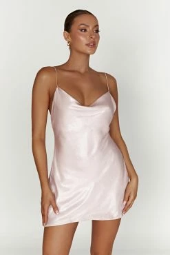 Rhea Cowl Mini Dress - Blush Pink 17 Rhea Cowl Mini Dress - Blush Pink -Meshki Shop 20221115 meshki ecomm reflections15072