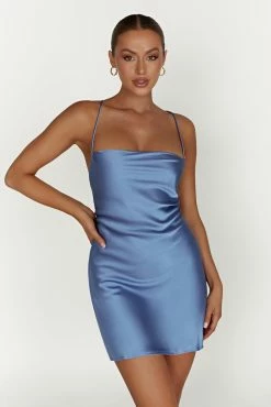 Sydney Mini Satin Dress - Powder Blue 17 Sydney Mini Satin Dress - Powder Blue -Meshki Shop 20221115 meshki ecomm reflections15177