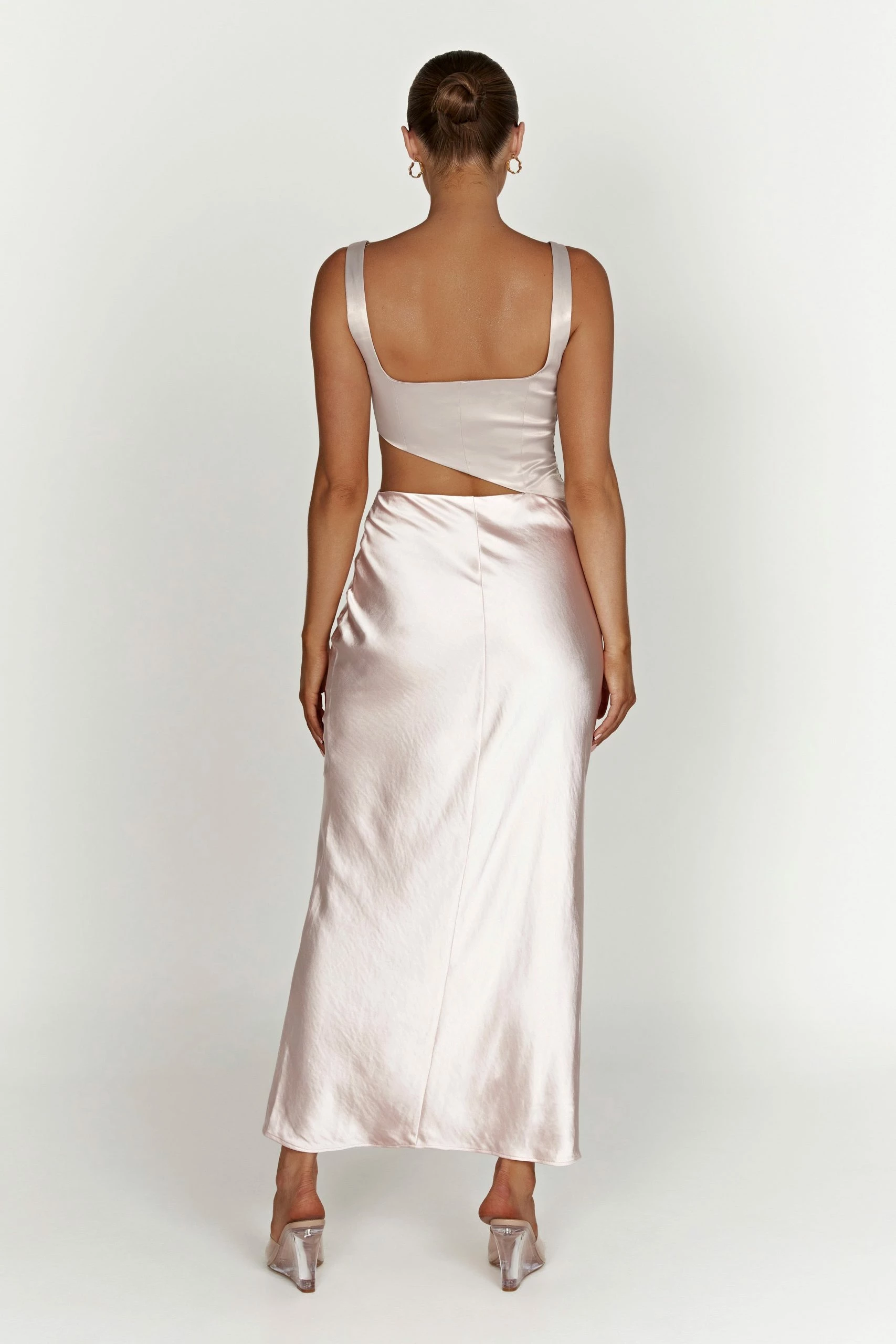 Gianna Two Tone Slashed Maxi Dress - Blush Pink 7 Gianna Two Tone Slashed Maxi Dress - Blush Pink - Image 5