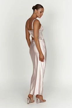 Gianna Two Tone Slashed Maxi Dress - Blush Pink 20 Gianna Two Tone Slashed Maxi Dress - Blush Pink -Meshki Shop 20221115 meshki ecomm reflections15324