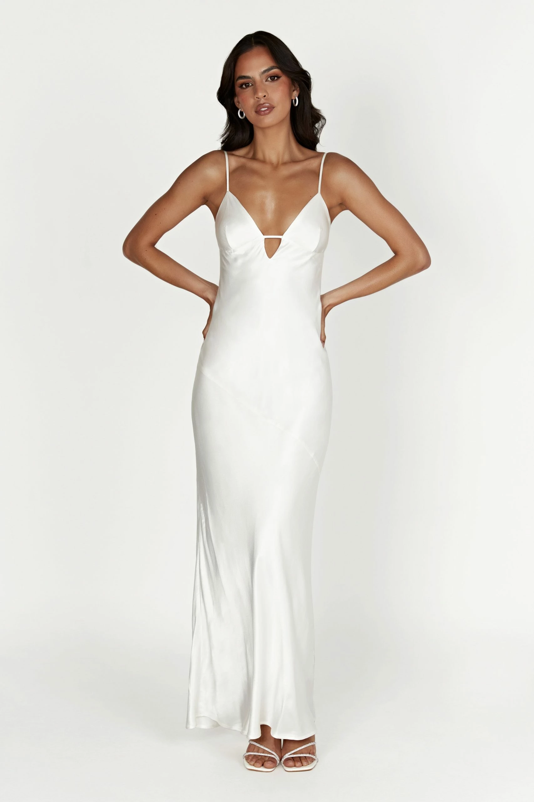 Cora Tie Back Maxi Slip Dress - White 3 Cora Tie Back Maxi Slip Dress - White