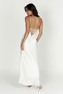 Cora Tie Back Maxi Slip Dress - White 14 Cora Tie Back Maxi Slip Dress - White -Meshki Shop 20221116 meshki ecomm core nina15803