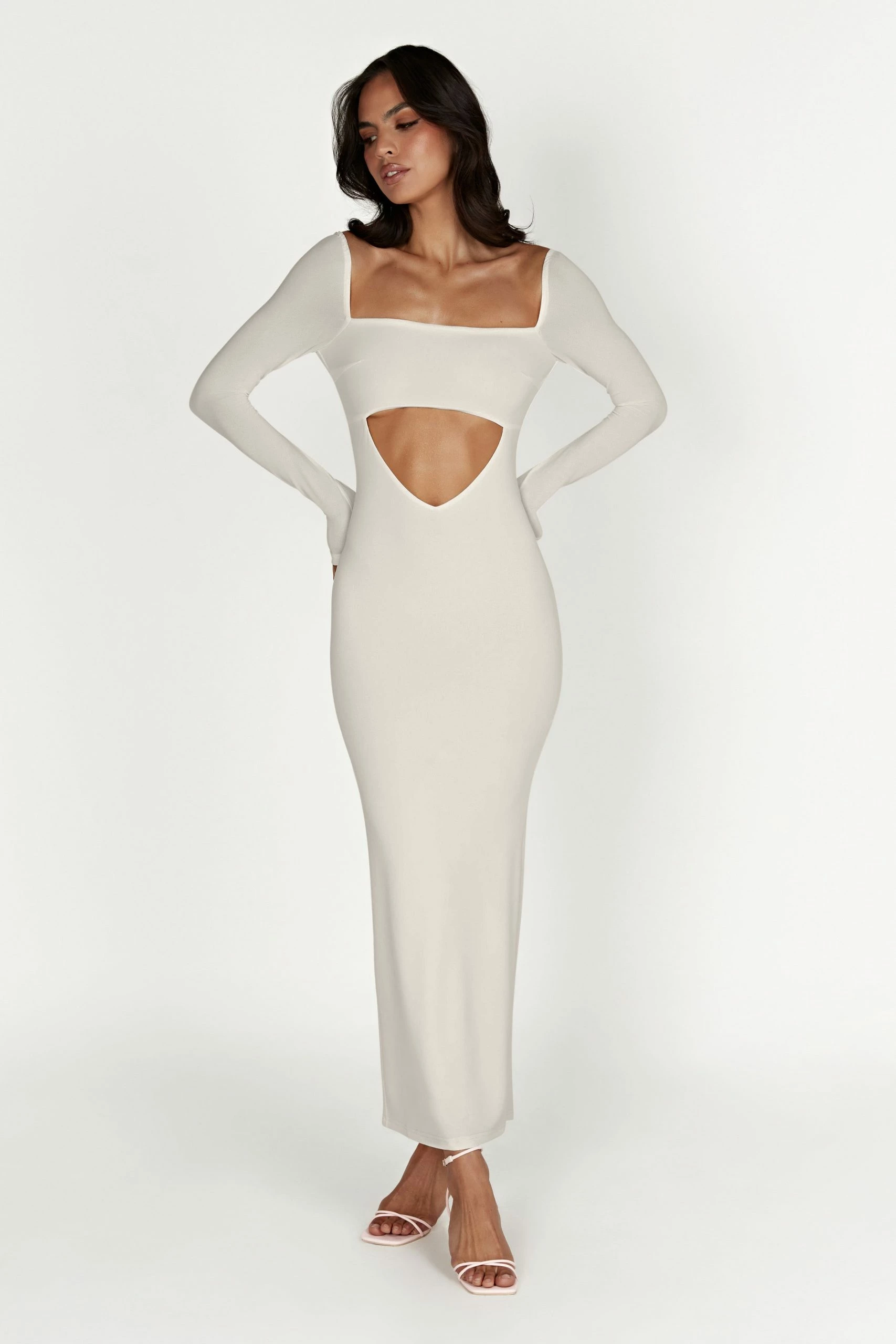 Ashleigh Cut Out Bandeau Maxi Dress - Bone 2 Ashleigh Cut Out Bandeau Maxi Dress - Bone