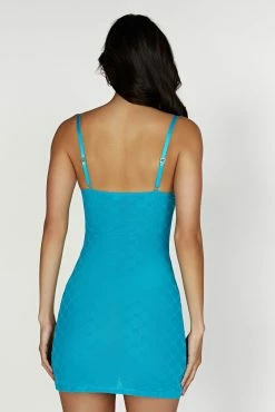 Cherie Mesh Monogram Mini Dress - Aquamarine -Meshki Shop 20221116 meshki ecomm core nina17224