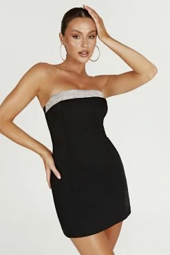 Kiya Mini Dress With Diamante Contrast - Black 14 Kiya Mini Dress With Diamante Contrast - Black -Meshki Shop 20221125 meshki ecomm reflections20854