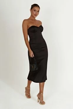 Bryony Cupped Bodycon Midi Dress - Black