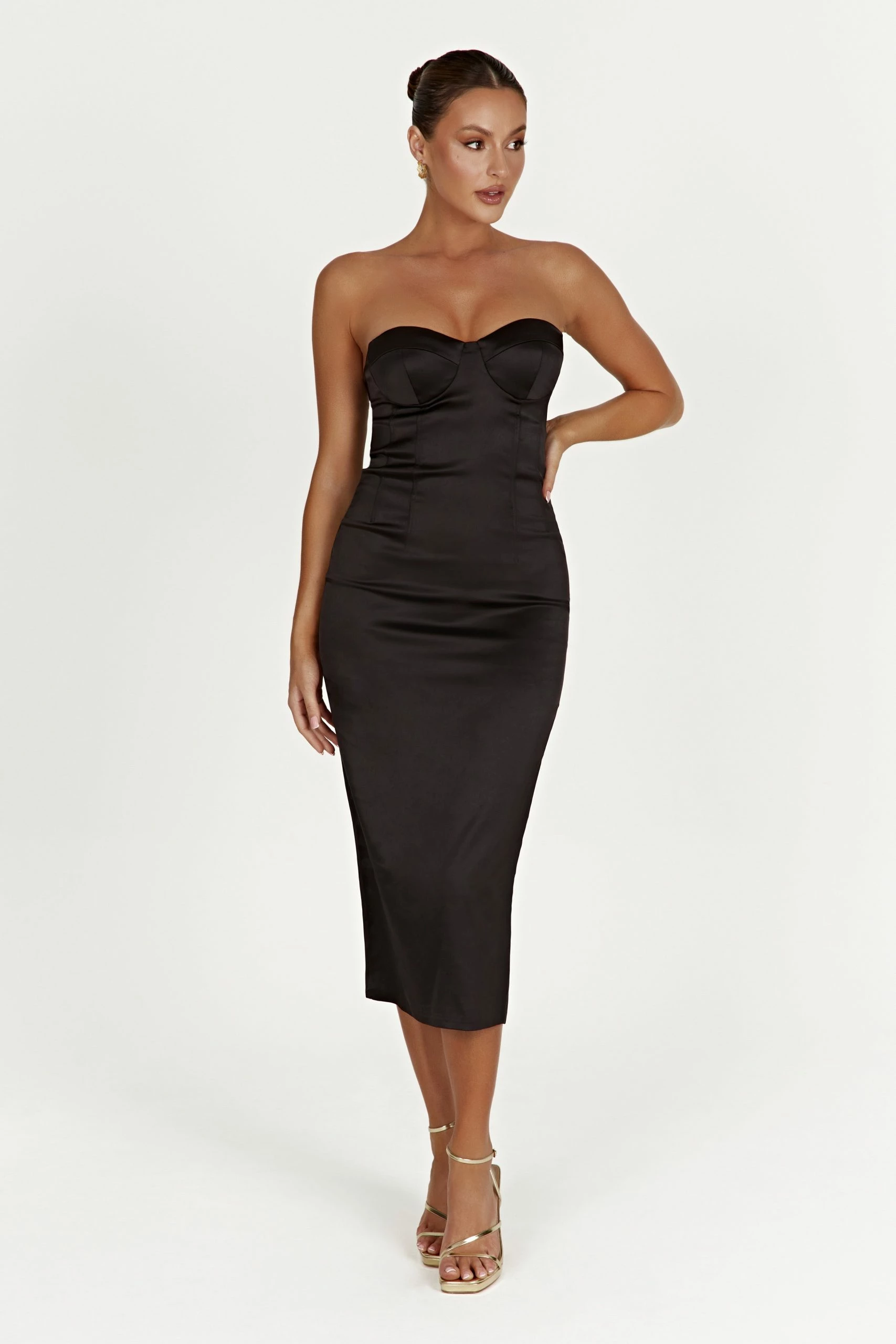 Bryony Cupped Bodycon Midi Dress - Black 10 Bryony Cupped Bodycon Midi Dress - Black - Image 8