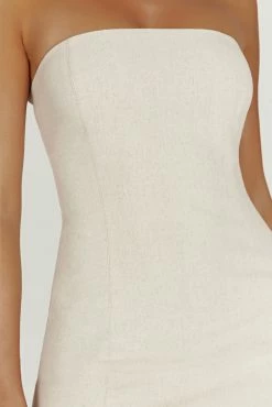 Maci Linen Mini Dress - Natural -Meshki Shop 20221125 meshki ecomm reflections21349