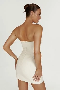 Maci Linen Mini Dress - Natural -Meshki Shop 20221125 meshki ecomm reflections21357