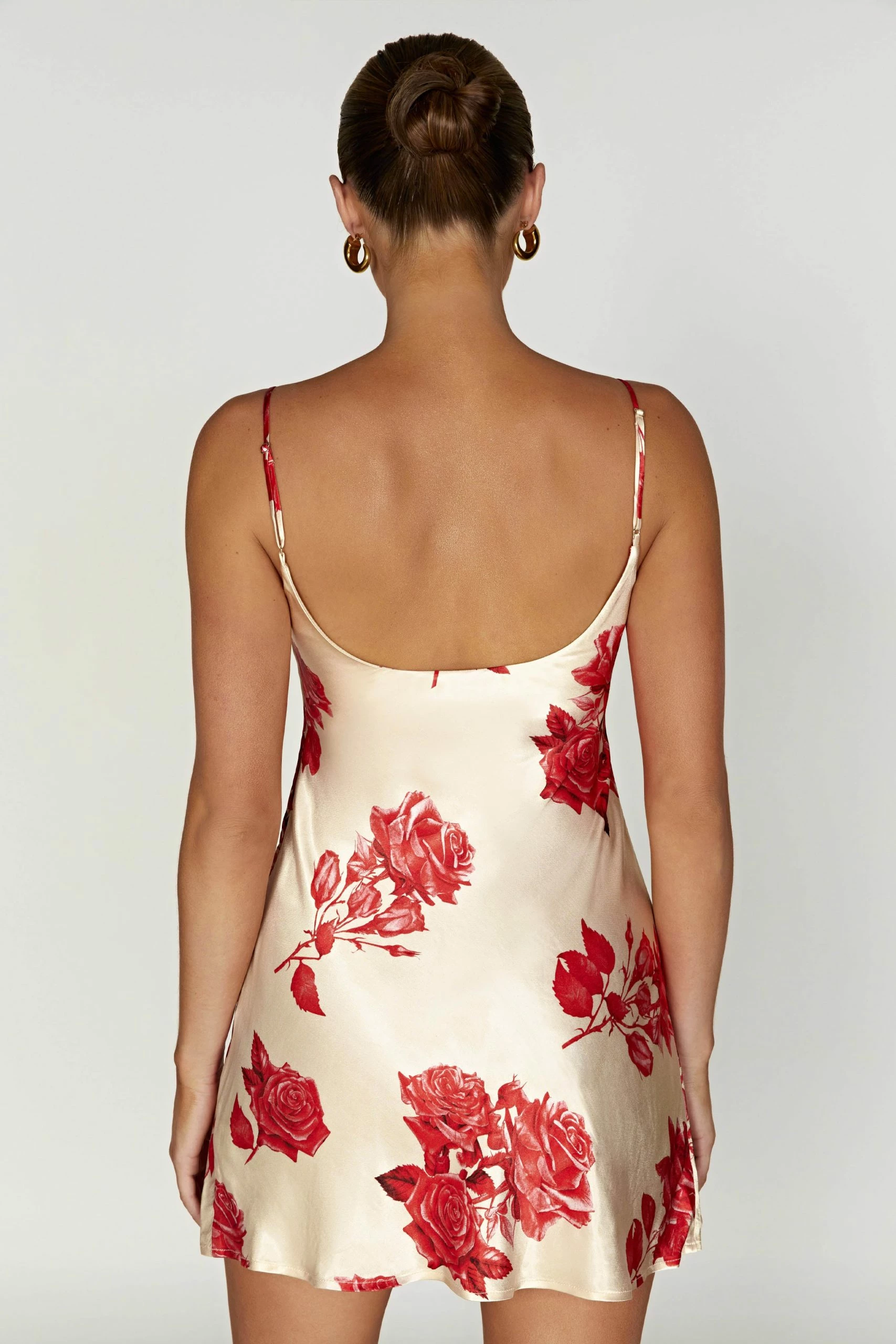 Valentina Satin Mini Dress - Rose Print 4 Valentina Satin Mini Dress - Rose Print - Image 2