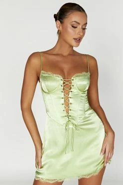Kalila Corset Mini Dress - Pistachio Green -Meshki Shop 20221212 meshki ecomm moncheri katie0306