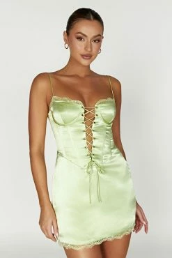 Kalila Corset Mini Dress - Pistachio Green -Meshki Shop 20221212 meshki ecomm moncheri katie0309