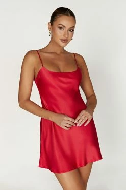 Valentina Satin Mini Dress - Red -Meshki Shop 20221212 meshki ecomm moncheri katie0855