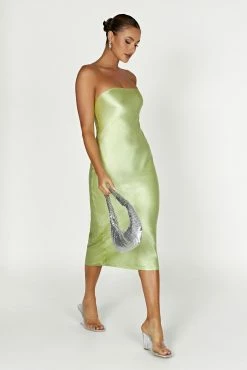 Tyler Strapless Satin Midi Dress - Pistachio Green 17 Tyler Strapless Satin Midi Dress - Pistachio Green -Meshki Shop 20221212 meshki ecomm moncheri katie0925