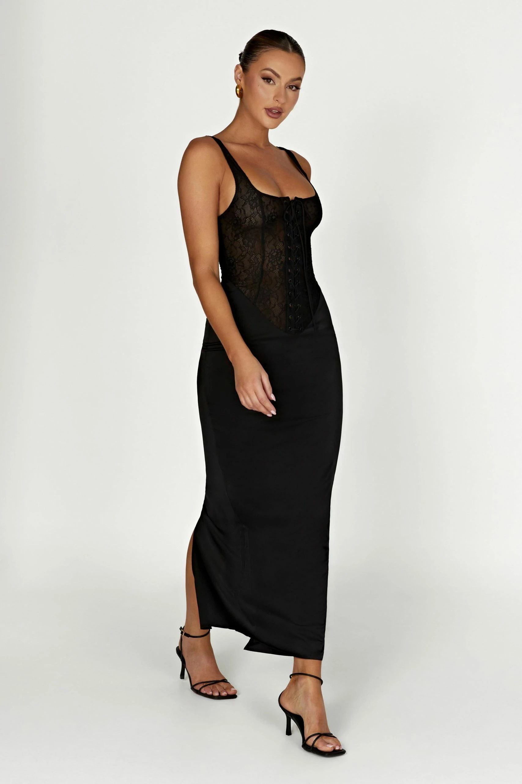 Octavia Lace Corset Maxi Dress - Black 10 Octavia Lace Corset Maxi Dress - Black - Image 8