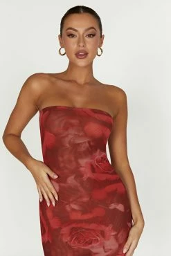 BSD Aphrodite Strapless Mesh Dress - Oversized Rose Print -Meshki Shop 20221212 meshki ecomm moncheri katie1695