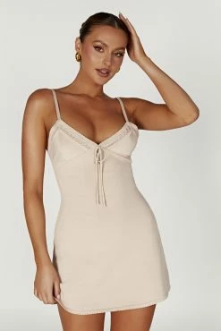 Ellis Pointelle Knit Mini Dress - Bone