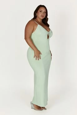 Maia Pointelle Knit Maxi Dress - Pistachio Green -Meshki Shop 20221221 meshki moncherie pt2 katie3728