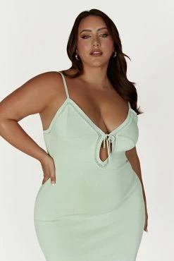 Maia Pointelle Knit Maxi Dress - Pistachio Green -Meshki Shop 20221221 meshki moncherie pt2 katie3766