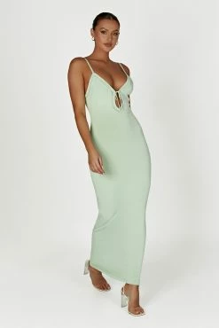 Maia Pointelle Knit Maxi Dress - Pistachio Green -Meshki Shop 20221221 meshki moncherie pt2 katie3839