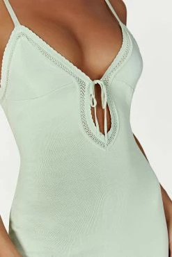 Maia Pointelle Knit Maxi Dress - Pistachio Green -Meshki Shop 20221221 meshki moncherie pt2 katie3856