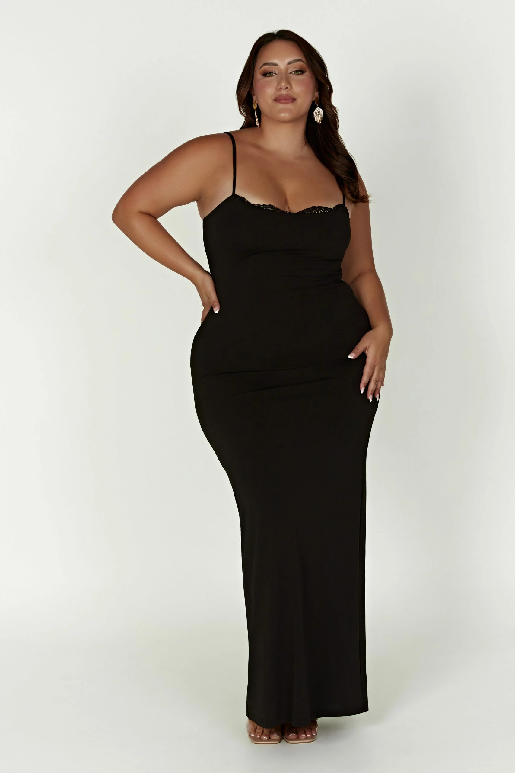 Amorette Lace Trim Maxi Dress - Black 7 Amorette Lace Trim Maxi Dress - Black - Image 5