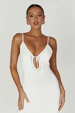 Maia Pointelle Knit Maxi Dress - White -Meshki Shop 20221221 meshki moncherie pt2 katie3948