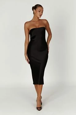 Tyler Strapless Satin Midi Dress - Black 13 Tyler Strapless Satin Midi Dress - Black -Meshki Shop 20221221 meshki moncherie pt2 katie4750