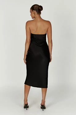 Tyler Strapless Satin Midi Dress - Black 9 Tyler Strapless Satin Midi Dress - Black -Meshki Shop 20221221 meshki moncherie pt2 katie4761