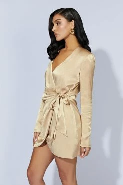 Saira Tie Up Mini Dress - Wheat 14 Saira Tie Up Mini Dress - Wheat -Meshki Shop 202220907 ecomm bonsoir6006