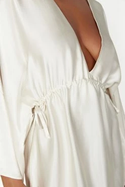 Esmerlda Pleated Kimono Mini Dress - Ivory -Meshki Shop 20230117 meshki ecomm content bridal nat5252