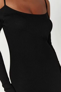 Shea Off Shoulder Knit Midi Dress - Black -Meshki Shop 20230117 meshki ecomm content bridal nat5419