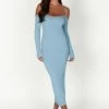 Shea Off Shoulder Knit Midi Dress - Powder Blue