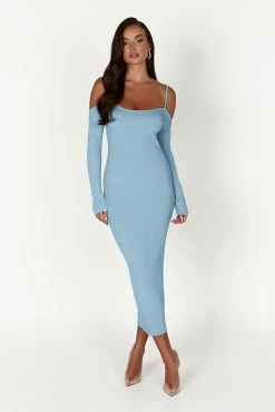 Shea Off Shoulder Knit Midi Dress - Powder Blue