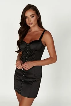 Azaria Hook And Eye Mini Dress - Black 15 Azaria Hook And Eye Mini Dress - Black -Meshki Shop 20230117 meshki ecomm content bridal nat5841