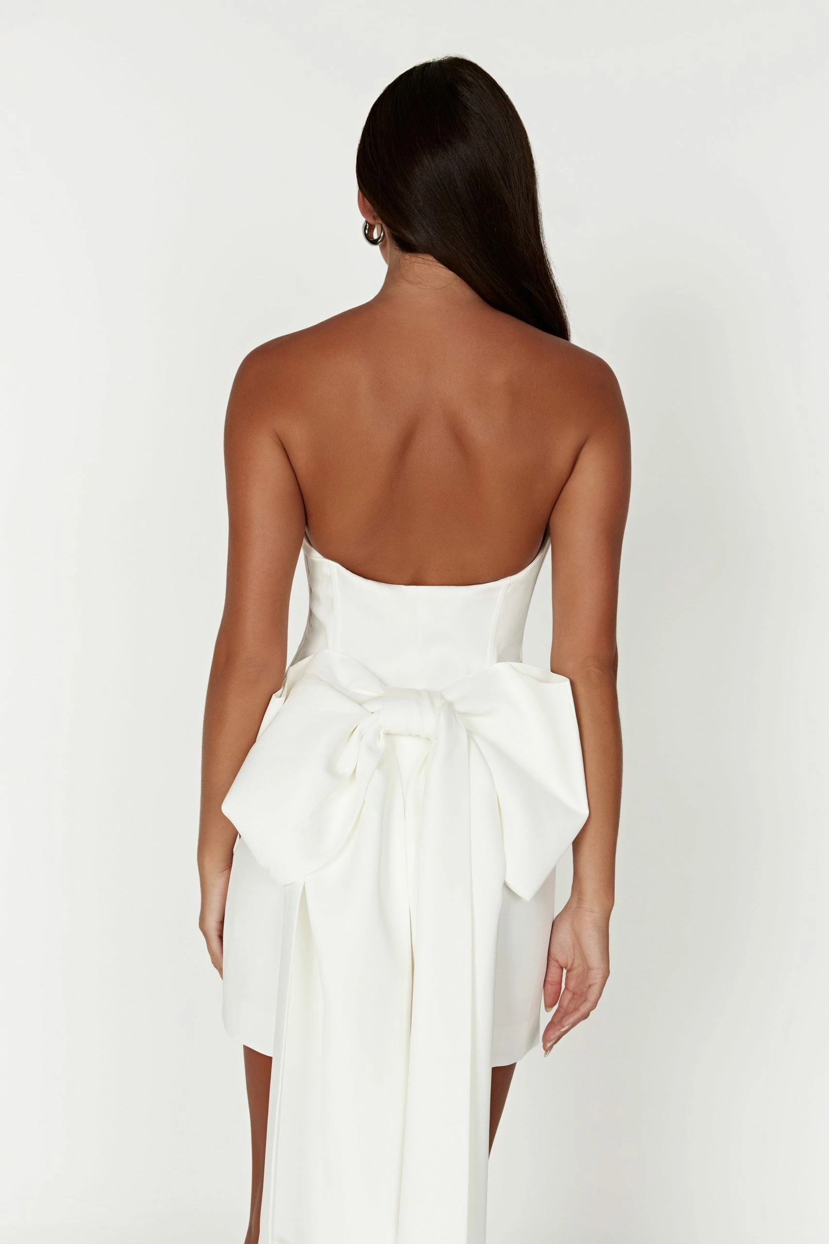 Meredith Strapless Bow Mini Dress - White 11 Meredith Strapless Bow Mini Dress - White - Image 9