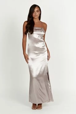 Whitney Wetlook Maxi Dress - Bronze -Meshki Shop 20230118 meshki ecomm bridal nat7221
