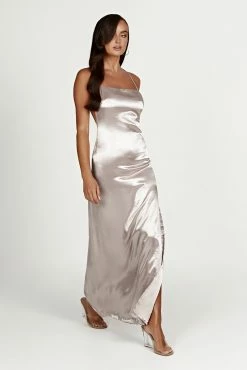 Whitney Wetlook Maxi Dress - Bronze -Meshki Shop 20230118 meshki ecomm bridal nat7243