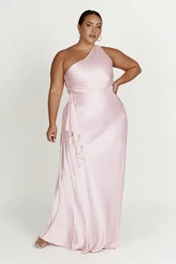 Calliope One Shoulder Maxi Dress - Crystal Rose -Meshki Shop 20230118 meshki ecomm bridal nat7684