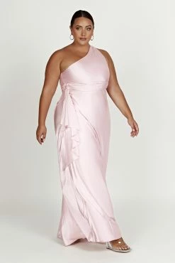 Calliope One Shoulder Maxi Dress - Crystal Rose -Meshki Shop 20230118 meshki ecomm bridal nat7715