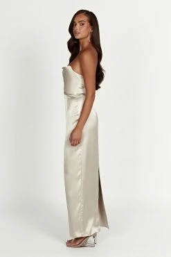 Alanis Strapless Maxi Dress - Champagne -Meshki Shop 20230118 meshki ecomm bridal nat7783