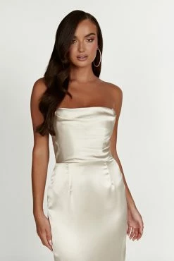 Alanis Strapless Maxi Dress - Champagne -Meshki Shop 20230118 meshki ecomm bridal nat7811